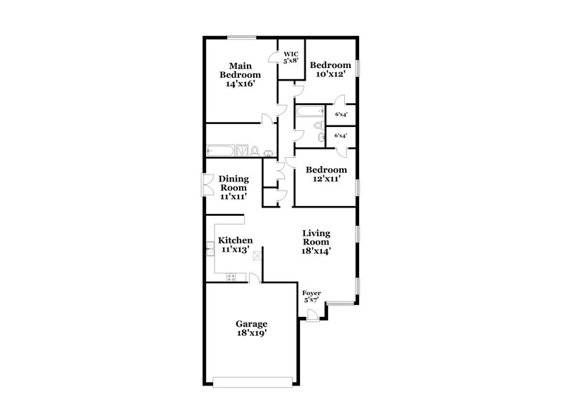 2,300/Mo, 9961 Fox Run Dr Olive Branch, MS 38654 Floor Plan View