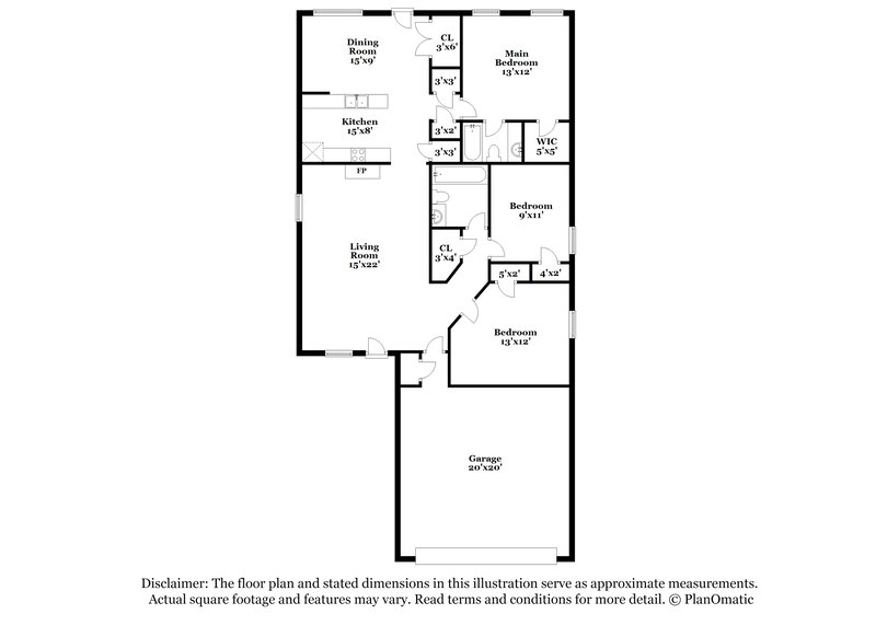 1,600/Mo, 5621 April Dr Southaven, MS 38671 Floor Plan View