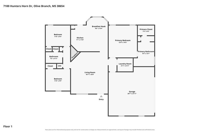 1,885/Mo, 7100 Hunters Horn Dr Olive Branch, MS 38654 Floor Plan View