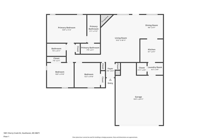 1,715/Mo, 1801 Cherry Creek Dr Southaven, MS 38671 Floor Plan View