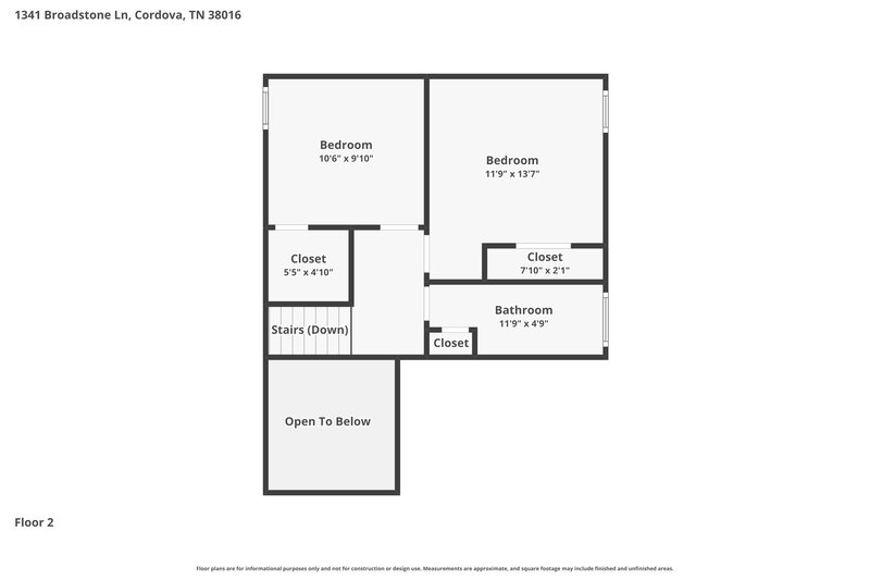 2,220/Mo, 1341 Broadstone Ln Cordova, TN 38016 Floor Plan View 2