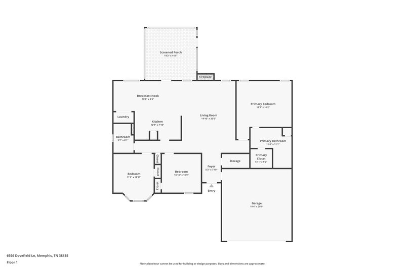 1,990/Mo, 6926 Dovefield Ln Bartlett, TN 38135 Floor Plan View