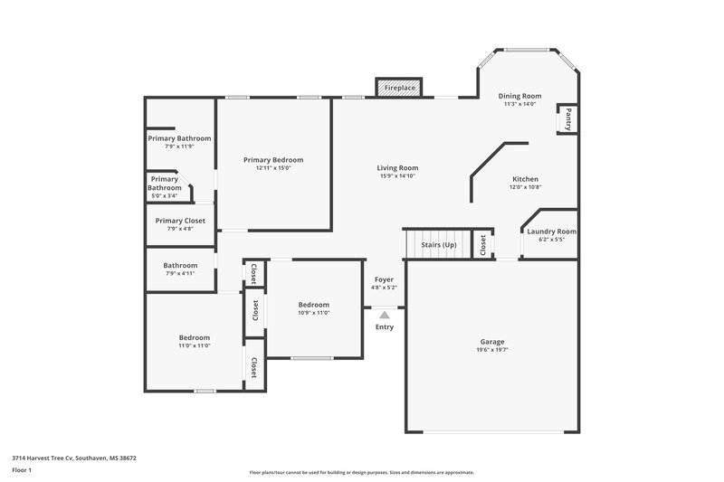 1,970/Mo, 3714 Harvest Tree Cove Southaven, MS 38672 Floor Plan View