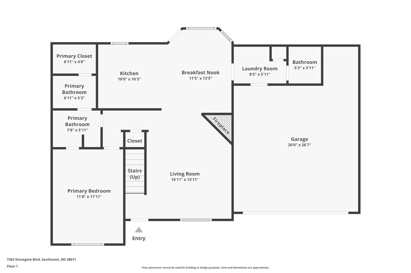 1,800/Mo, 7362 Stonegate Blvd Southaven, MS 38671 Floor Plan View