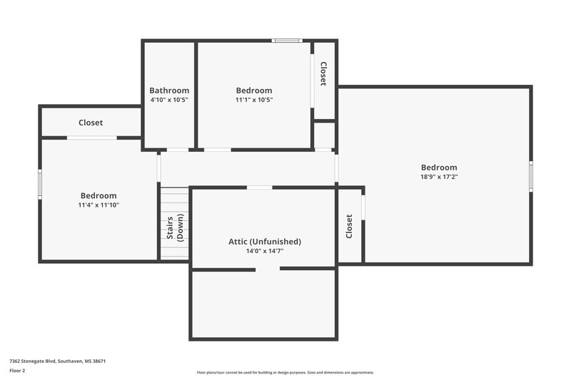 1,800/Mo, 7362 Stonegate Blvd Southaven, MS 38671 Floor Plan View 2