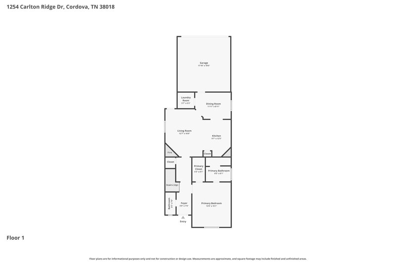 1,715/Mo, 1254 Carlton Ridge Dr Cordova, TN 38018 Floor Plan View