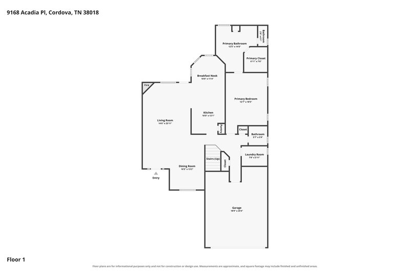 1,945/Mo, 9168 Acadia Pl Cordova, TN 38018 Floor Plan View
