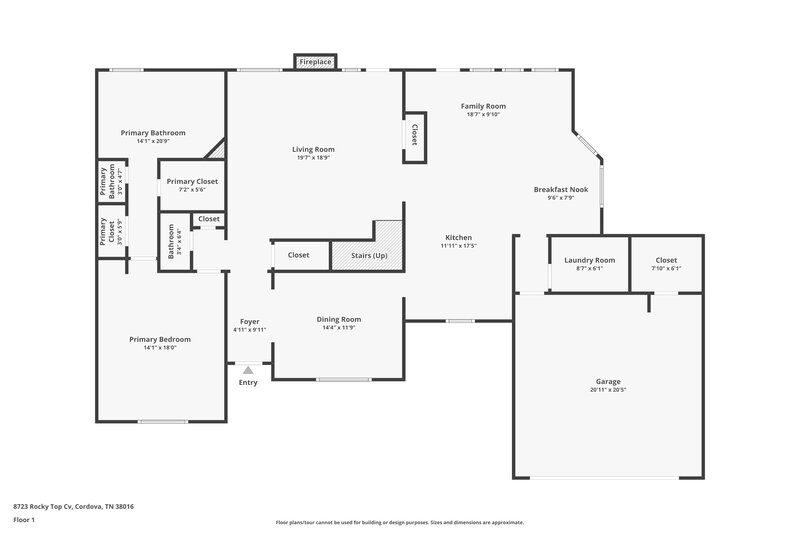 2,075/Mo, 8723 Rocky Top Cove Cordova, TN 38016 Floor Plan View 2
