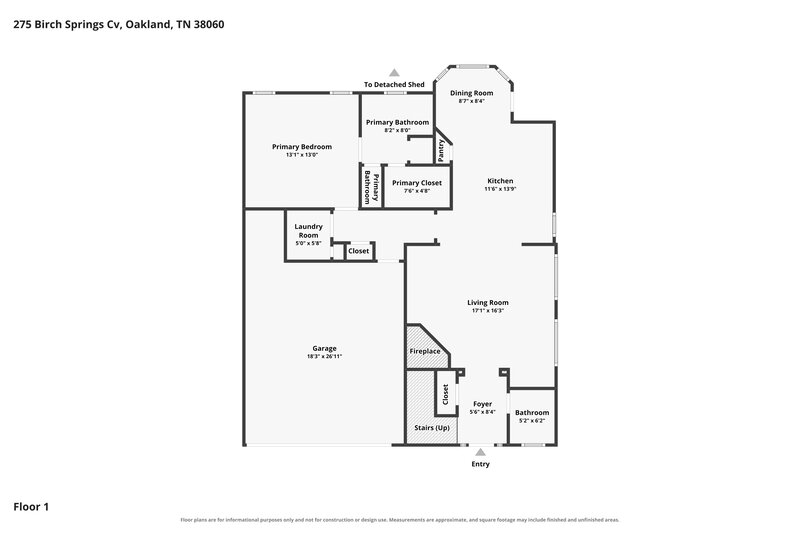 1,795/Mo, 275 Birch Springs Cv Oakland, TN 38060 Floor Plan View