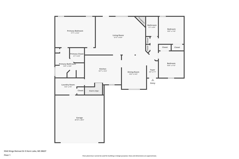 1,815/Mo, 5542 Kings Retreat Drive E Horn Lake, MS 38637 Floor Plan View
