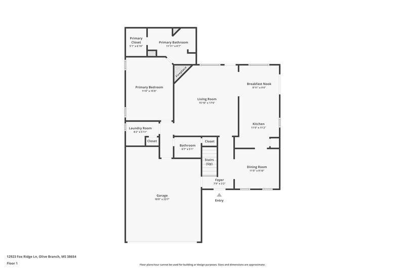 1,870/Mo, 12923 Fox Ridge Ln Olive Branch, MS 38654 Floor Plan View