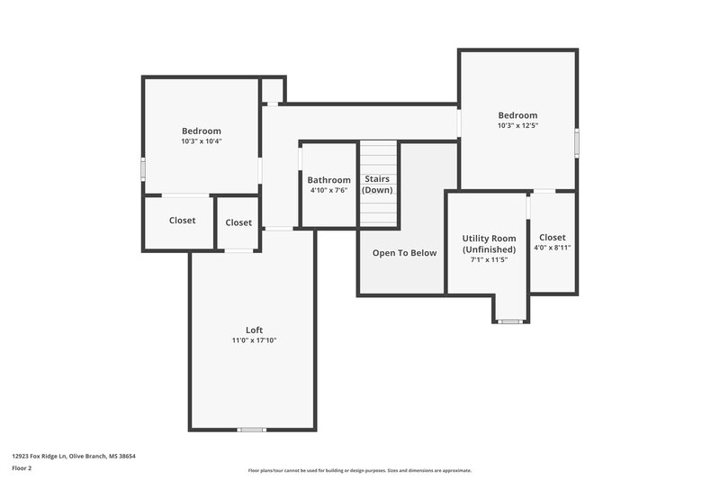 1,870/Mo, 12923 Fox Ridge Ln Olive Branch, MS 38654 Floor Plan View 2