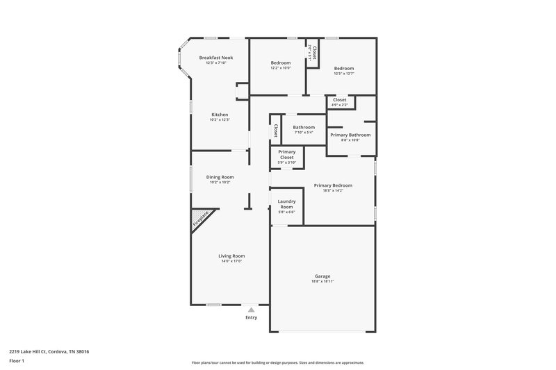1,740/Mo, 2219 Lake Hill Ct Cordova, TN 38016 Floor Plan View