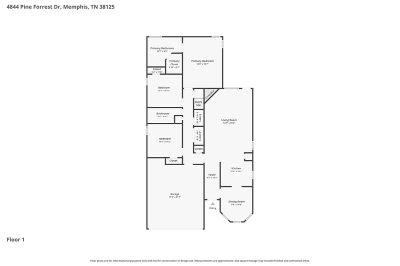 1,985/Mo, 4844 Pine Forrest Dr Memphis, TN 38125 Floor Plan View
