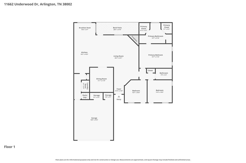2,135/Mo, 11662 Underwood Dr Arlington, TN 38002 Floor Plan View