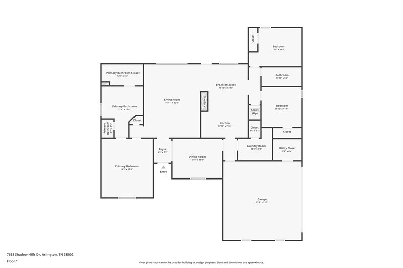 1,825/Mo, 7658 Shadow Hills Dr Bartlett, TN 38002 Floor Plan View