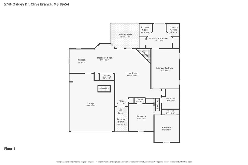 1,835/Mo, 5746 Oakley Dr Olive Branch, MS 38654 Floor Plan View