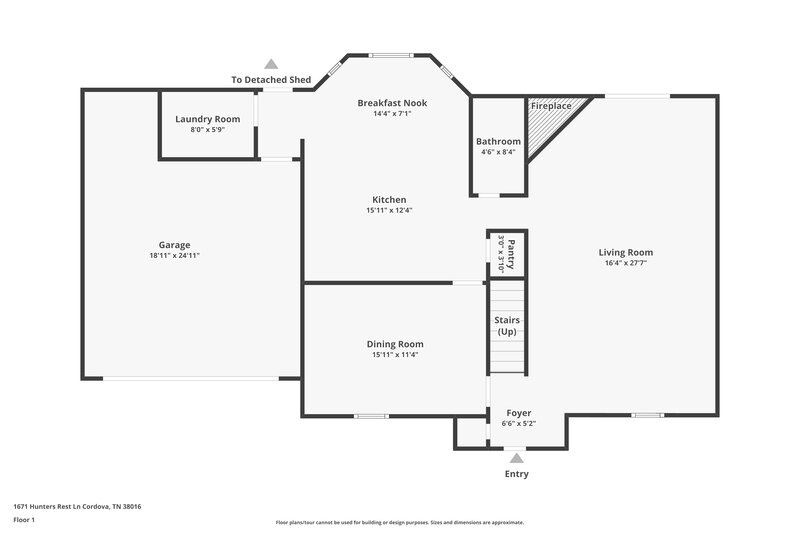 1,975/Mo, 1671 Hunters Rest Ln Cordova, TN 38016 Floor Plan View 2