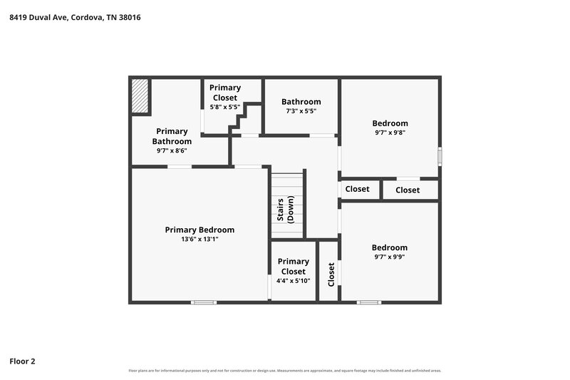 1,725/Mo, 8419 Duval Ave Cordova, TN 38016 Floor Plan View 2