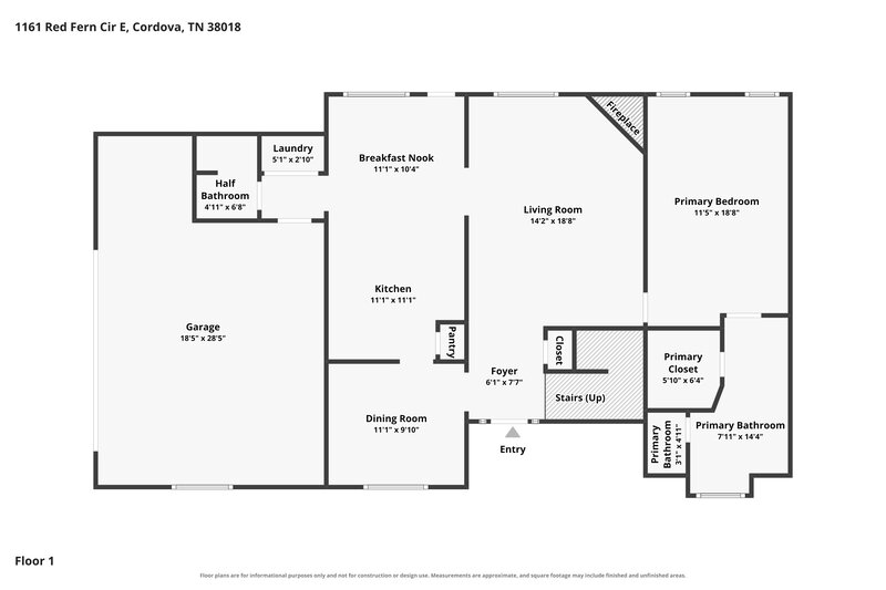 2,030/Mo, 1161 Red Fern Cir E Cordova, TN 38018 Floorplan View