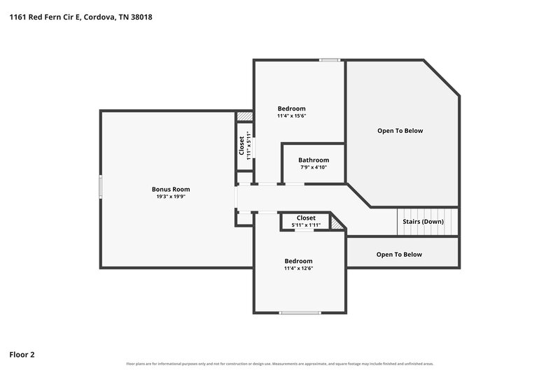 2,030/Mo, 1161 Red Fern Cir E Cordova, TN 38018 Floorplan View 2