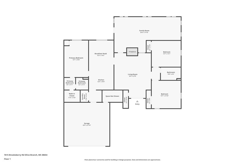 1,790/Mo, 7615 Brooksberry Rd Olive Branch, MS 38654 Floor Plan View