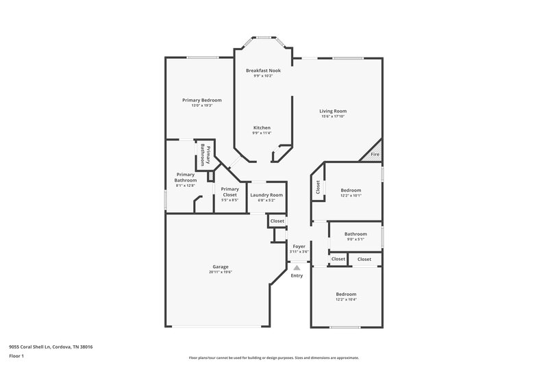 1,780/Mo, 9055 Coral Shell Ln Cordova, TN 38016 Floor Plan View