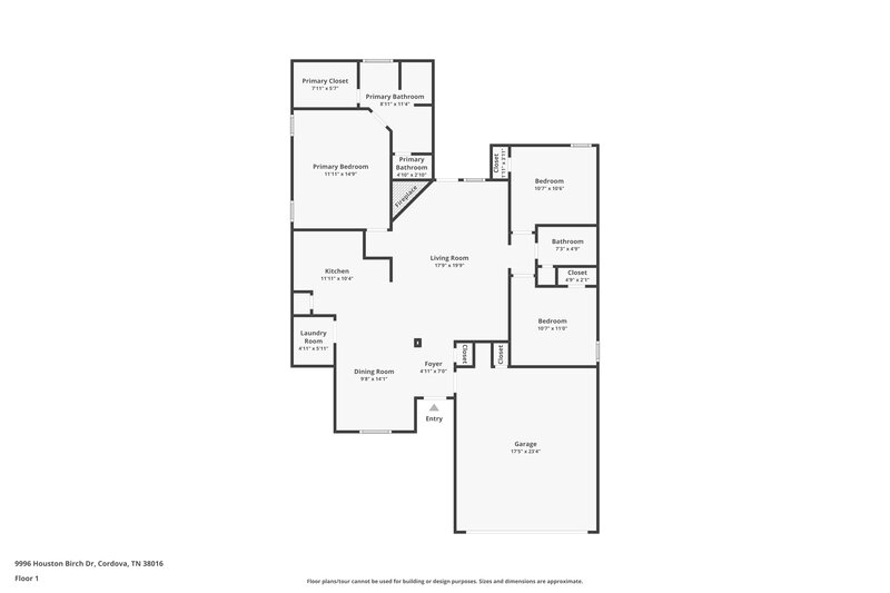 1,705/Mo, 9996 Houston Birch Dr Cordova, TN 38016 Floor Plan View