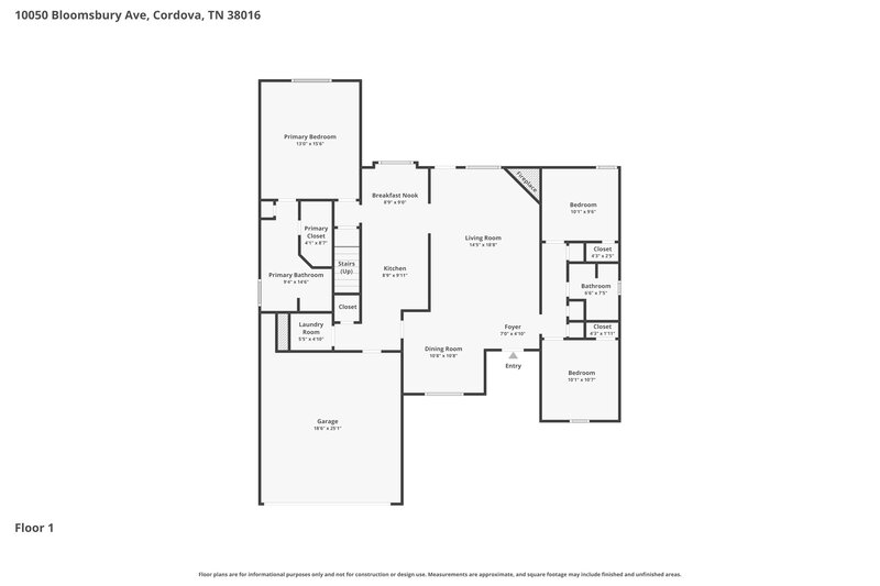 1,940/Mo, 10050 Bloomsbury Ave Cordova, TN 38016 Floor Plan View