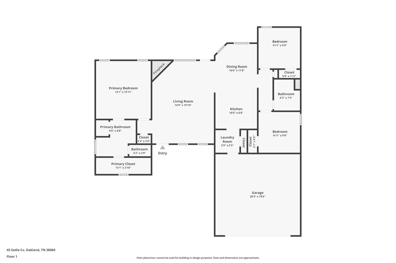 1,730/Mo, 45 Sadie Cv Oakland, TN 38060 Floor Plan View