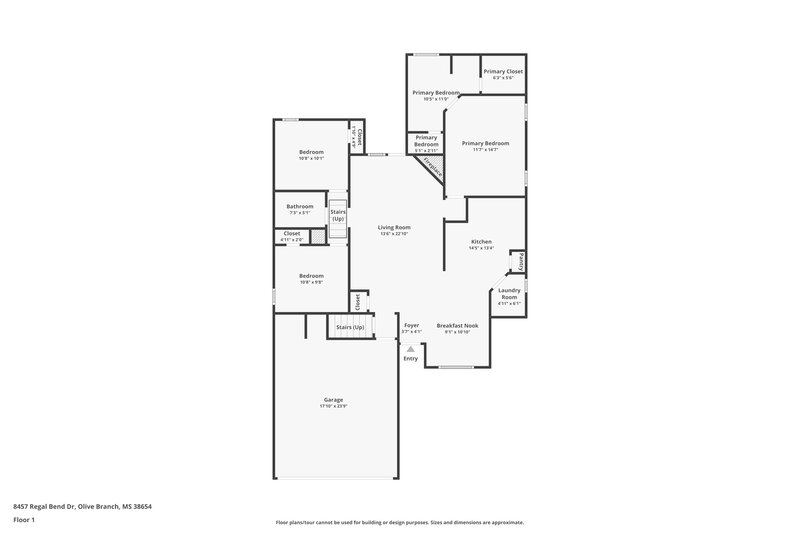 1,655/Mo, 8457 Regal Bend Dr Olive Branch, MS 38654 Floor Plan View