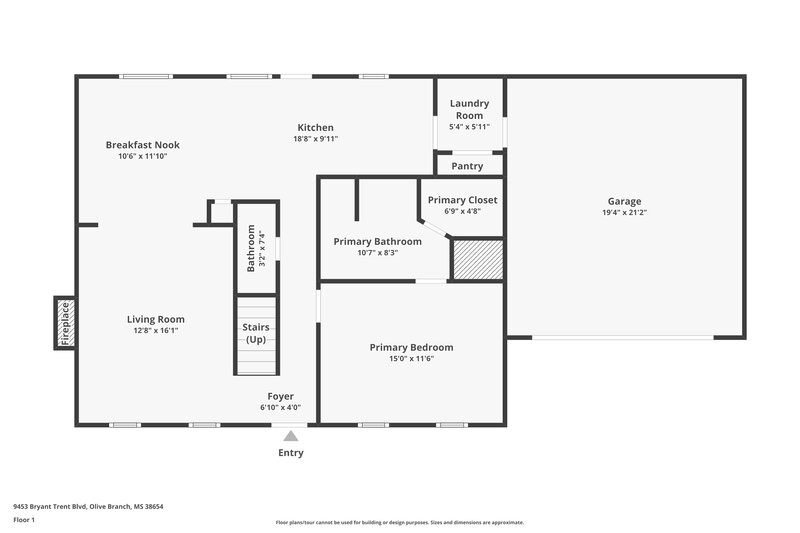 1,860/Mo, 9453 Bryant Trent Blvd Olive Branch, MS 38654 Floorplan View