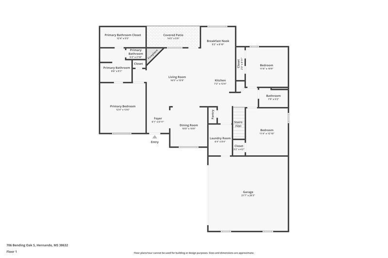 1,995/Mo, 706 Bending Oak S Hernando, MS 38632 Floor Plan View