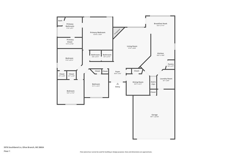 2,190/Mo, 5976 Southbend Ln Olive Branch, MS 38654 Floor Plan View