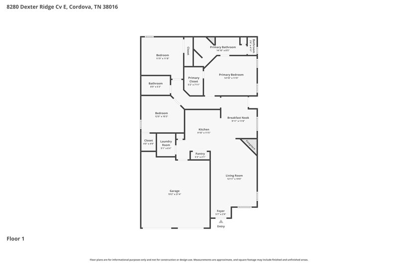 1,760/Mo, 8280 Dexter Ridge Cv E Memphis, TN 38016 Floor Plan View