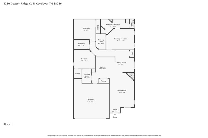 1,775/Mo, 8280 Dexter Ridge Cv E Memphis, TN 38016 Floorplan View