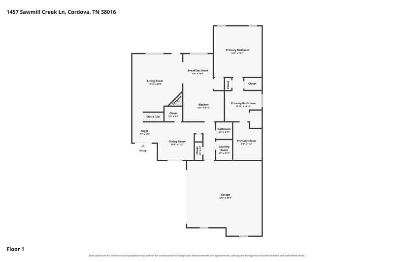2,275/Mo, 1457 Sawmill Creek Ln Cordova, TN 38016 Floor Plan View