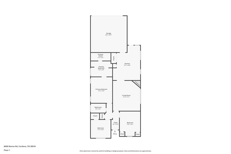 1,795/Mo, 8698 Macon Road Cordova, TN 38018 Floor Plan View