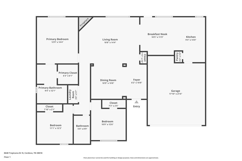 1,830/Mo, 8648 Tropicana Dr N Cordova, TN 38018 Floor Plan View