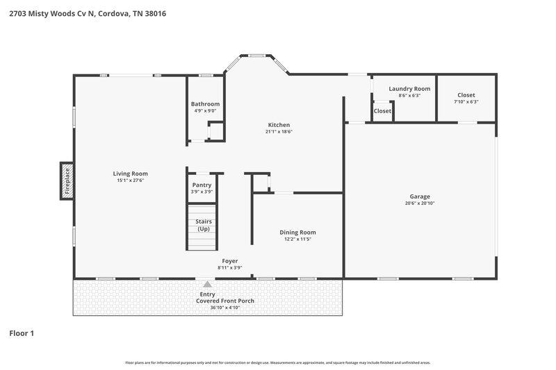 2,465/Mo, 2703 Misty Woods Cv N Cordova, TN 38016 Floorplan View