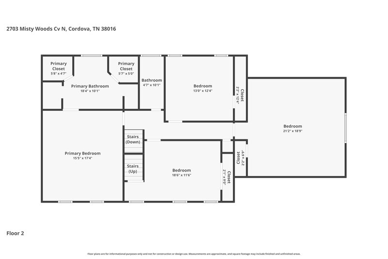 2,465/Mo, 2703 Misty Woods Cv N Cordova, TN 38016 Floorplan View 2