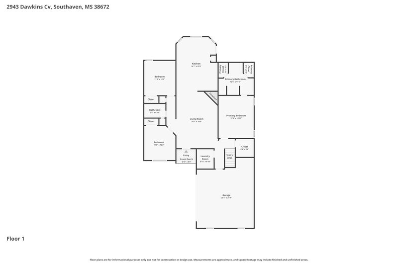 2,370/Mo, 2943 Dawkins Cove Southaven, MS 38672 Floor Plan View