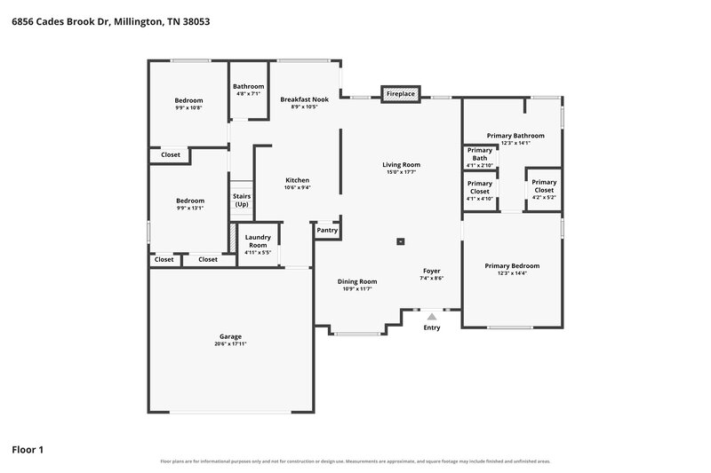 2,475/Mo, 6856 Cades Brook Dr Millington, TN 38053 Floor Plan View