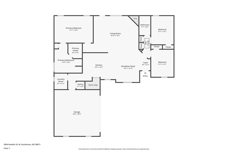 2,155/Mo, 5894 Keebler Drive Southaven, MS 38671 Floor Plan View
