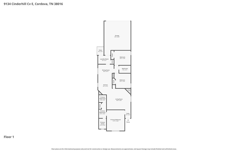 1,675/Mo, 9134 Cinderhill Cv E Cordova, TN 38016 Floor Plan View