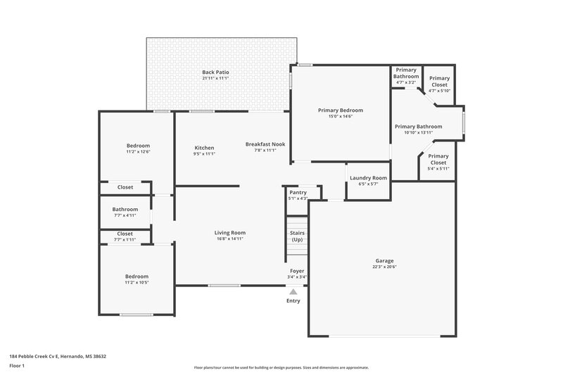 1,875/Mo, 184 Pebble Creek Cv E Hernando, MS 38632 Floor Plan View