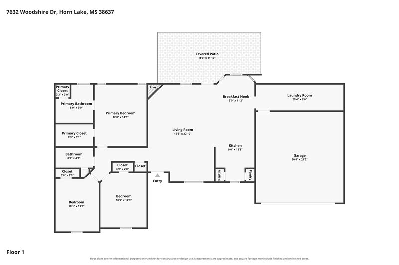 2,045/Mo, 7632 Woodshire Dr Horn Lake, MS 38637 Floor Plan View