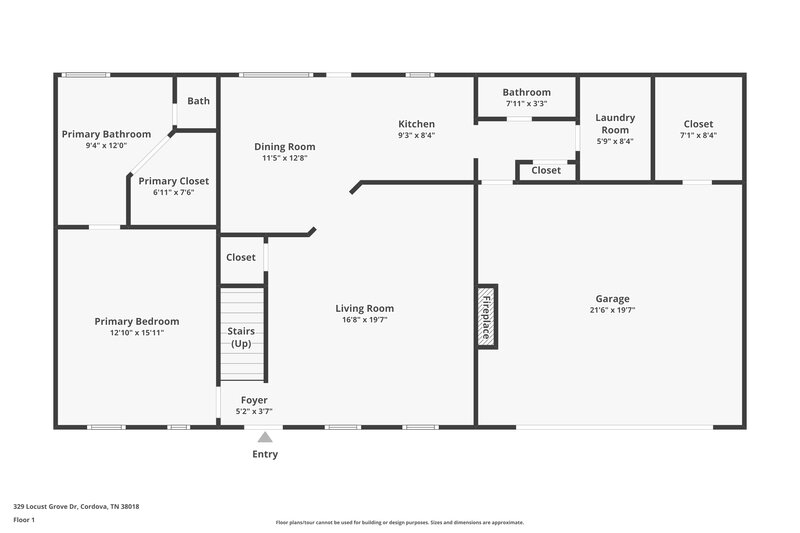 1,940/Mo, 329 Locust Grove Dr Memphis, TN 38018 Floor Plan View