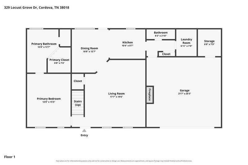 2,075/Mo, 329 Locust Grove Dr Memphis, TN 38018 Floor Plan View