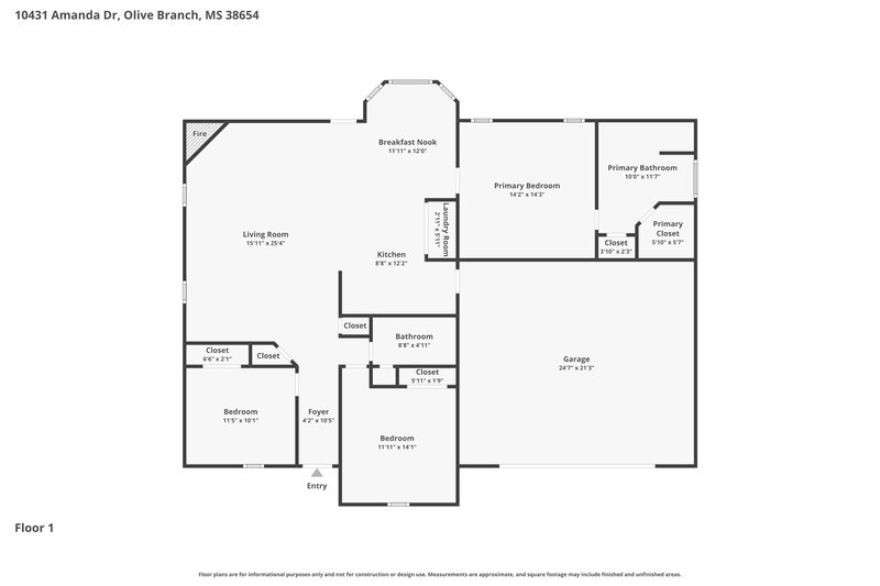 1,795/Mo, 10431 Amanda Dr Olive Branch, MS 38654 Floor Plan View